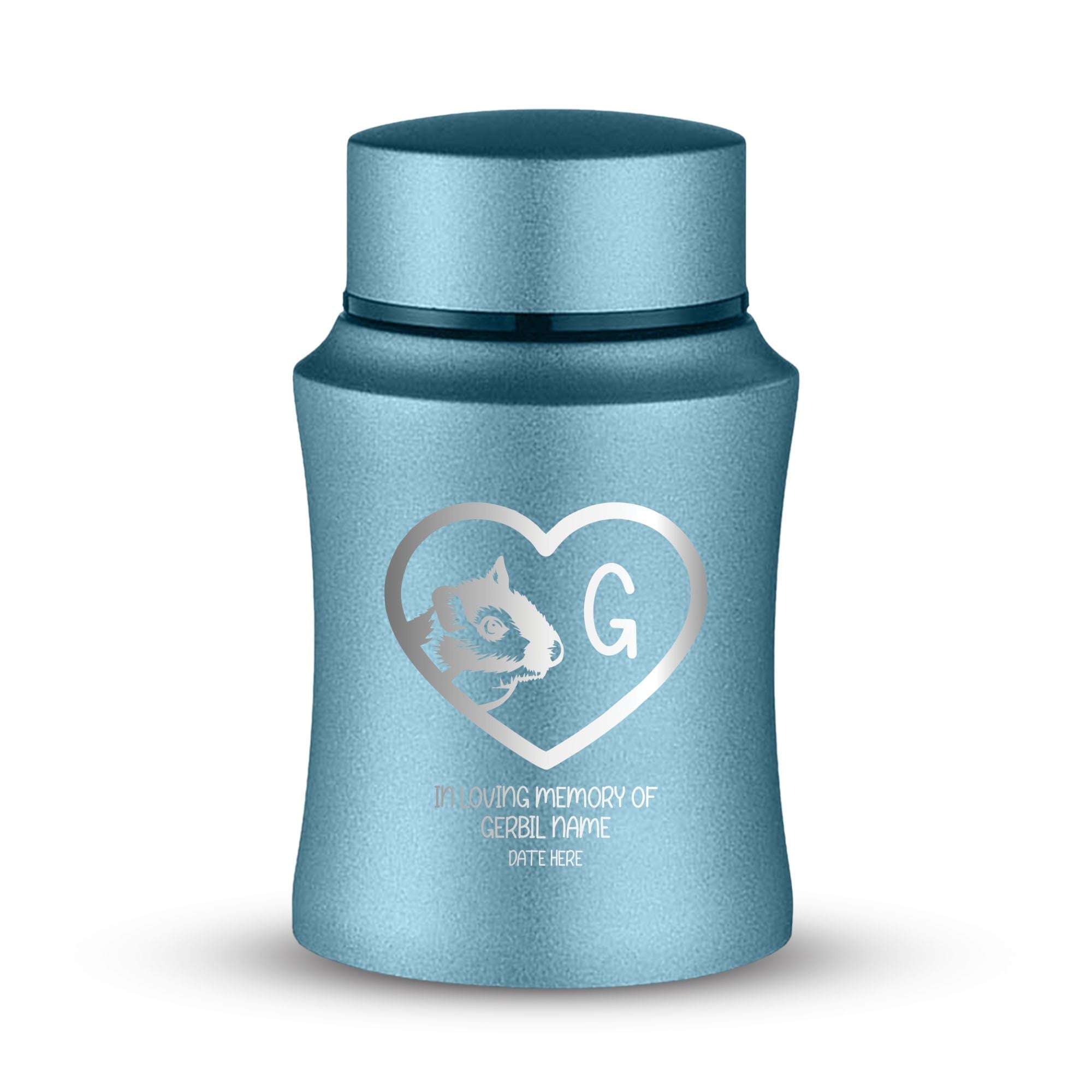 Custom Small Keepsake Cremation Urn for Gerbils - Laser Engraved - Fit up to 10lbs - Powder Coated Stainless Steel Urn
