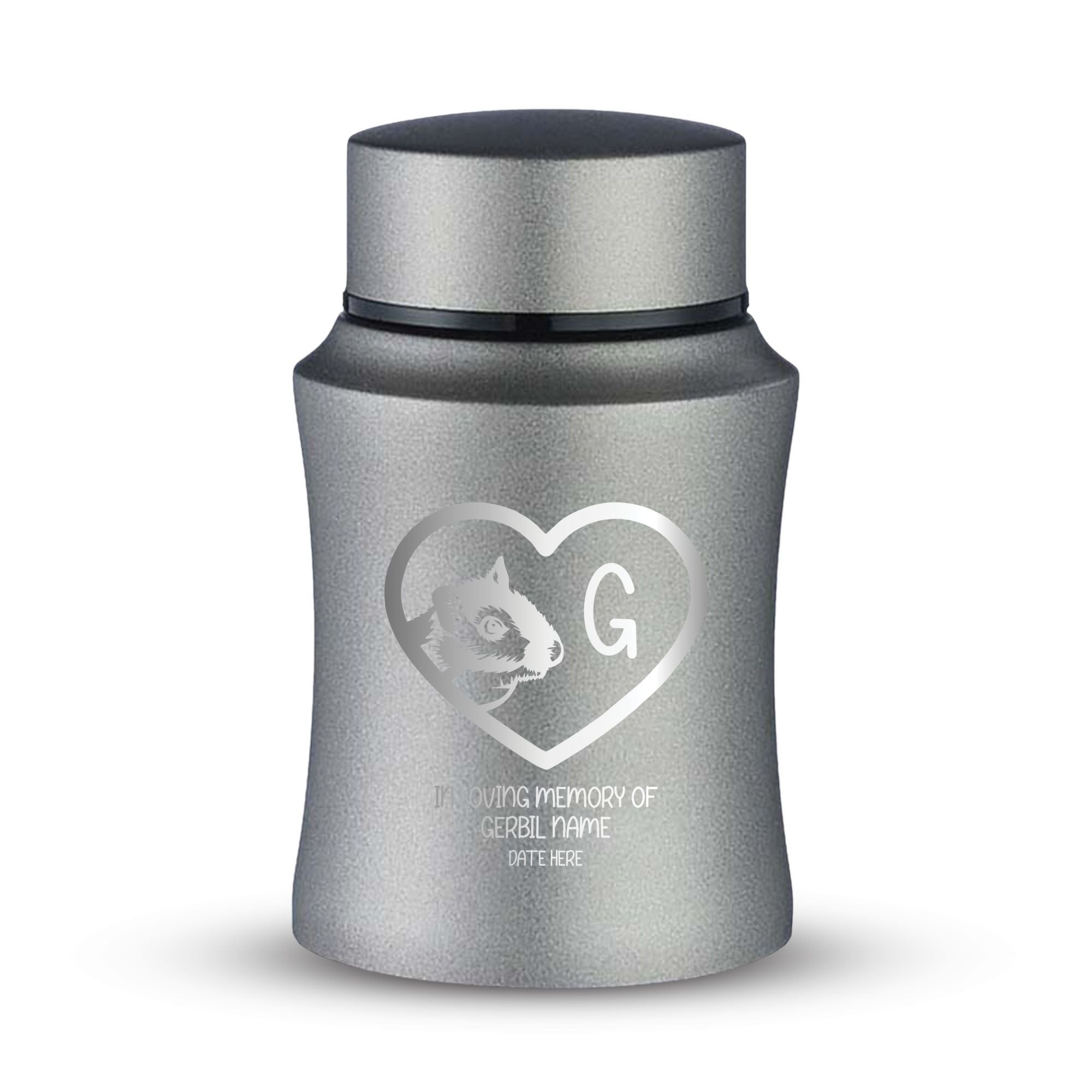 Custom Small Keepsake Cremation Urn for Gerbils - Laser Engraved - Fit up to 10lbs - Powder Coated Stainless Steel Urn
