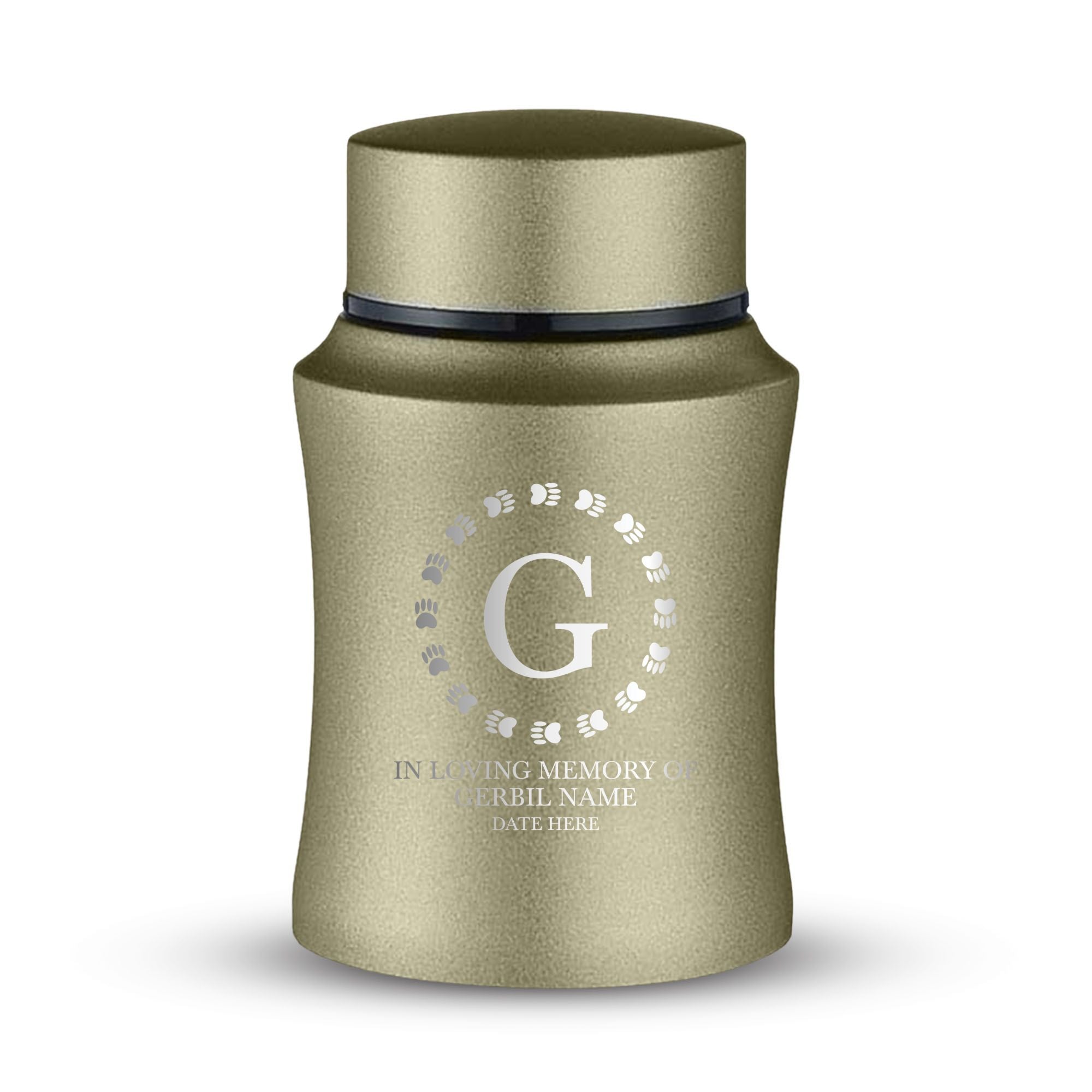 Custom Small Keepsake Cremation Urn for Gerbils - Laser Engraved - Fit up to 10lbs - Powder Coated Stainless Steel Urn