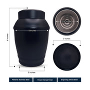 Custom Dog Urn - Standard Size - Stainless Steel - Black - 40 Cubic Inch