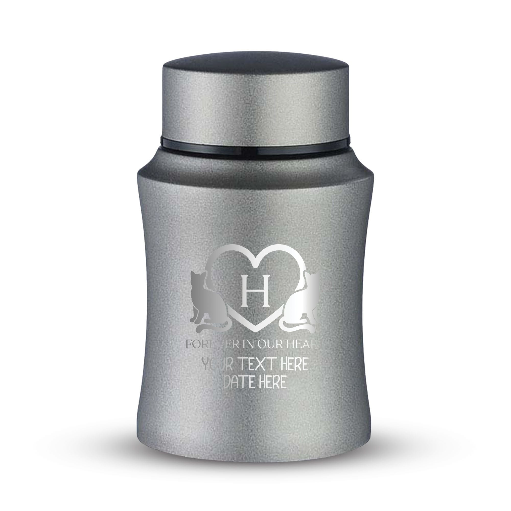 Custom Small Keepsake Cremation Urn for Small Cats - Laser Engraved - Fit up to 10lbs - Powder Coated Stainless Steel Urn