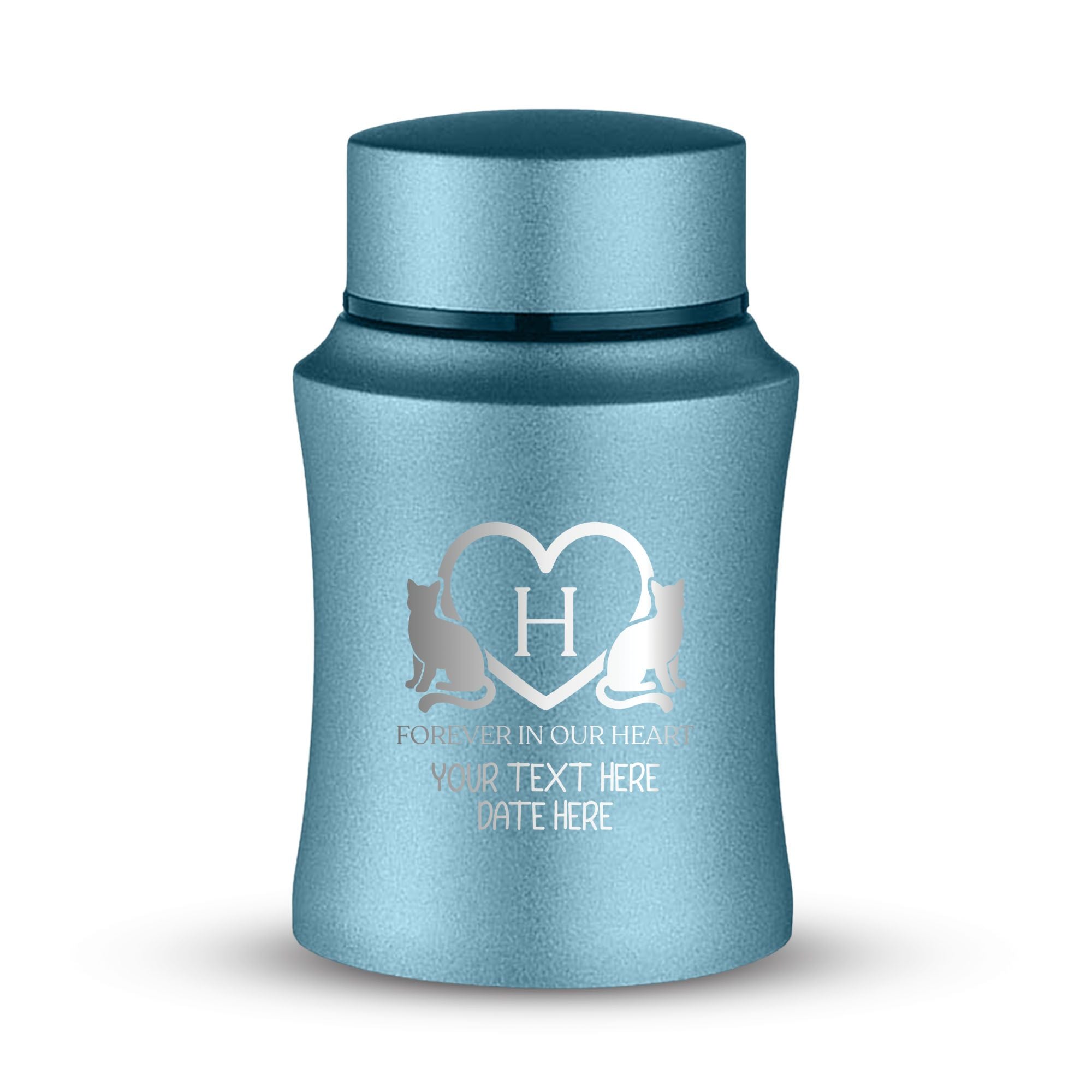 Custom Small Keepsake Cremation Urn for Small Cats - Laser Engraved - Fit up to 10lbs - Powder Coated Stainless Steel Urn