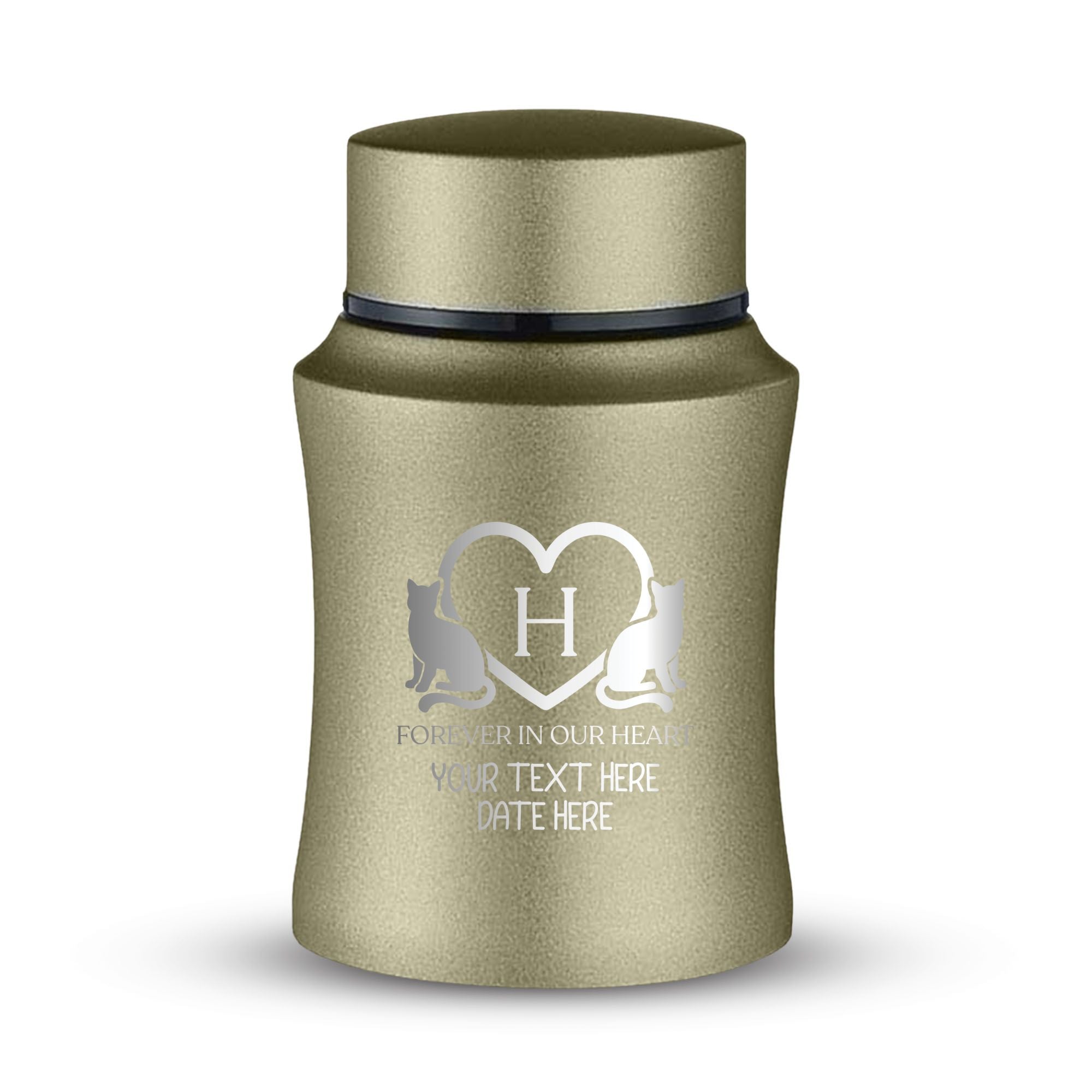 Custom Small Keepsake Cremation Urn for Small Cats - Laser Engraved - Fit up to 10lbs - Powder Coated Stainless Steel Urn