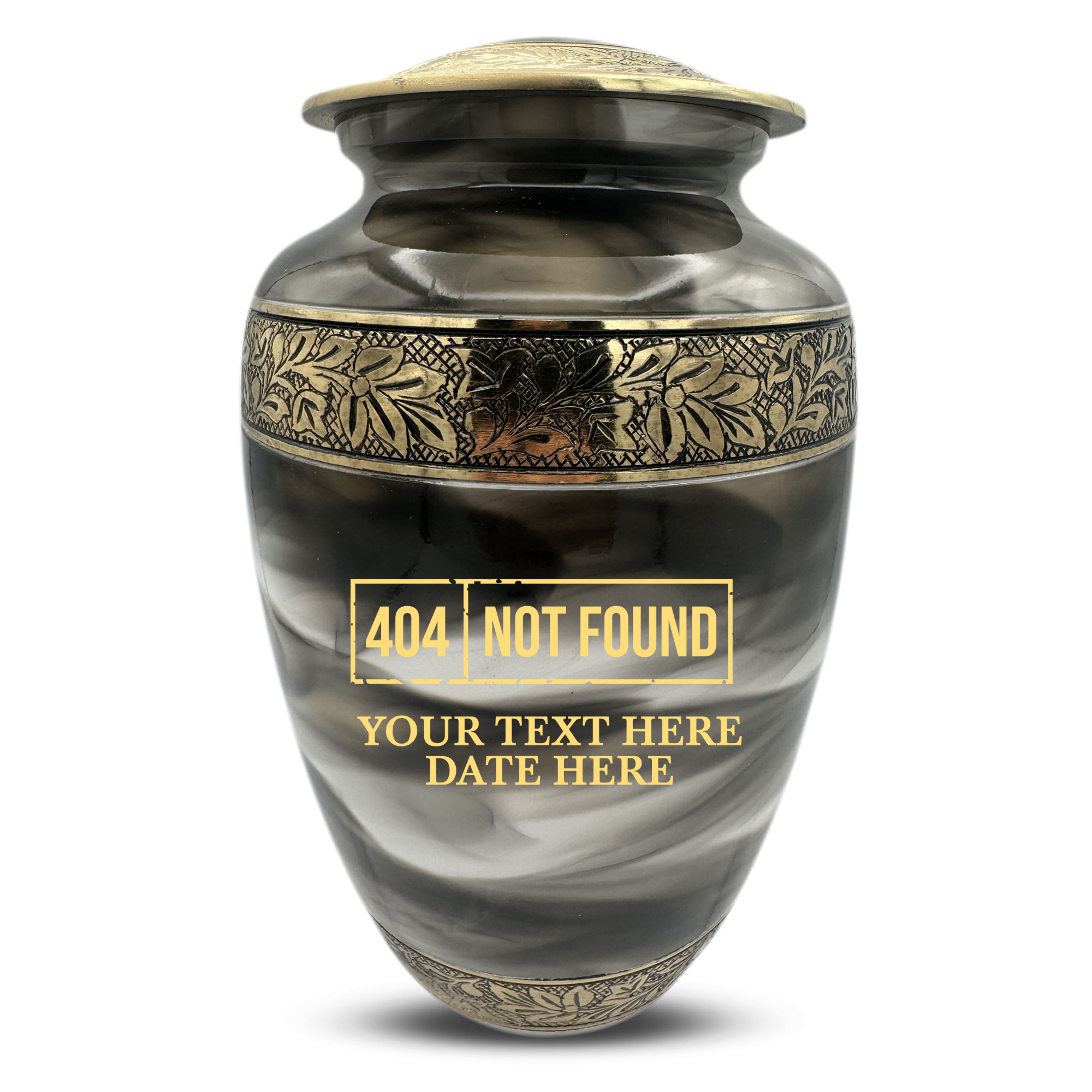 Custom Aluminum Cremation Urn for Human Ashes - Suzesta Pearl White Memorial Urn - Funny Tech Design - 200 Cubic Inch