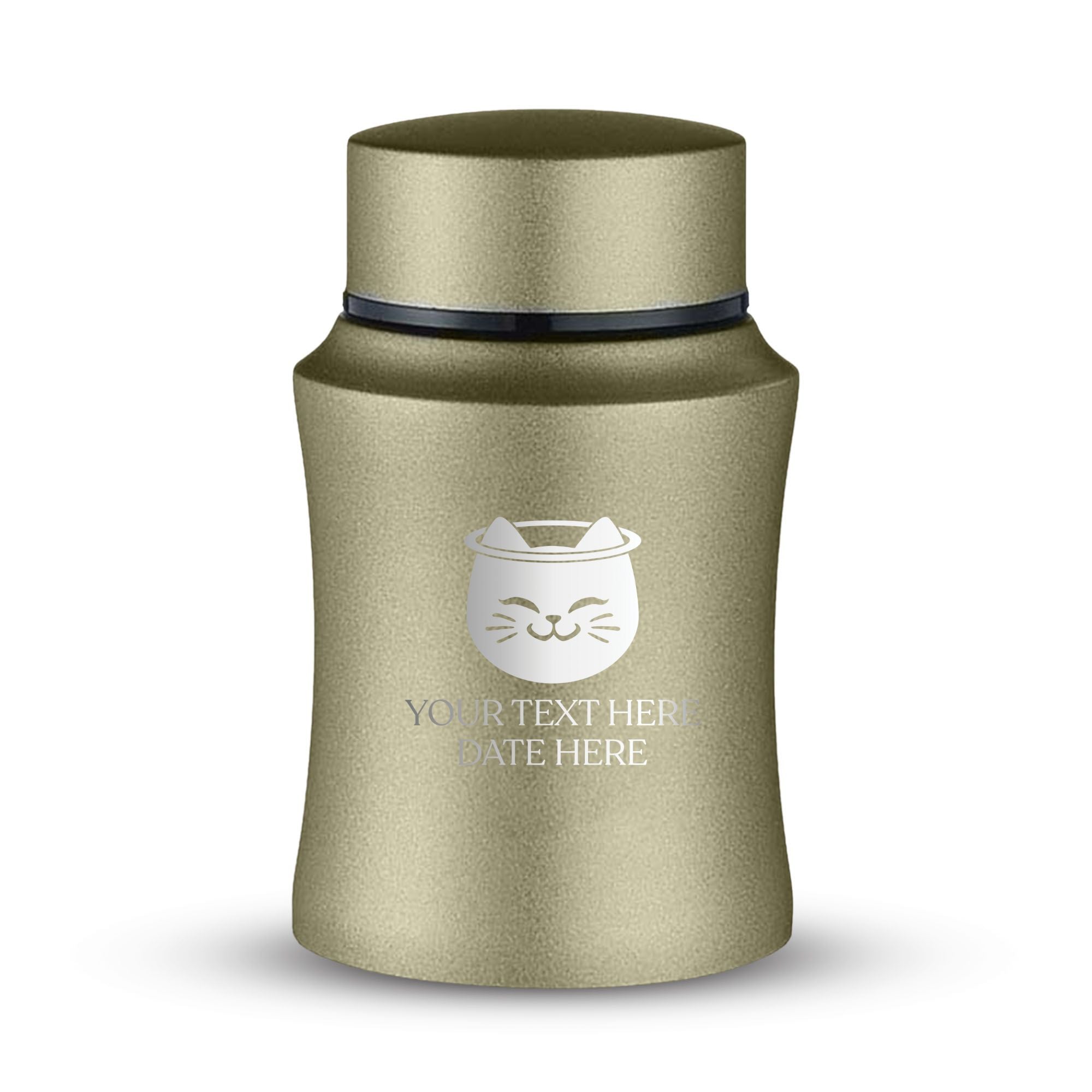 Custom Small Keepsake Cremation Urn for Small Cats - Laser Engraved - Fit up to 10lbs - Powder Coated Stainless Steel Urn