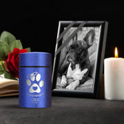 Custom Compact Mini Keepsake Dog Urn - Stainless Steel - Textured Finish - 8 Cubic Inch