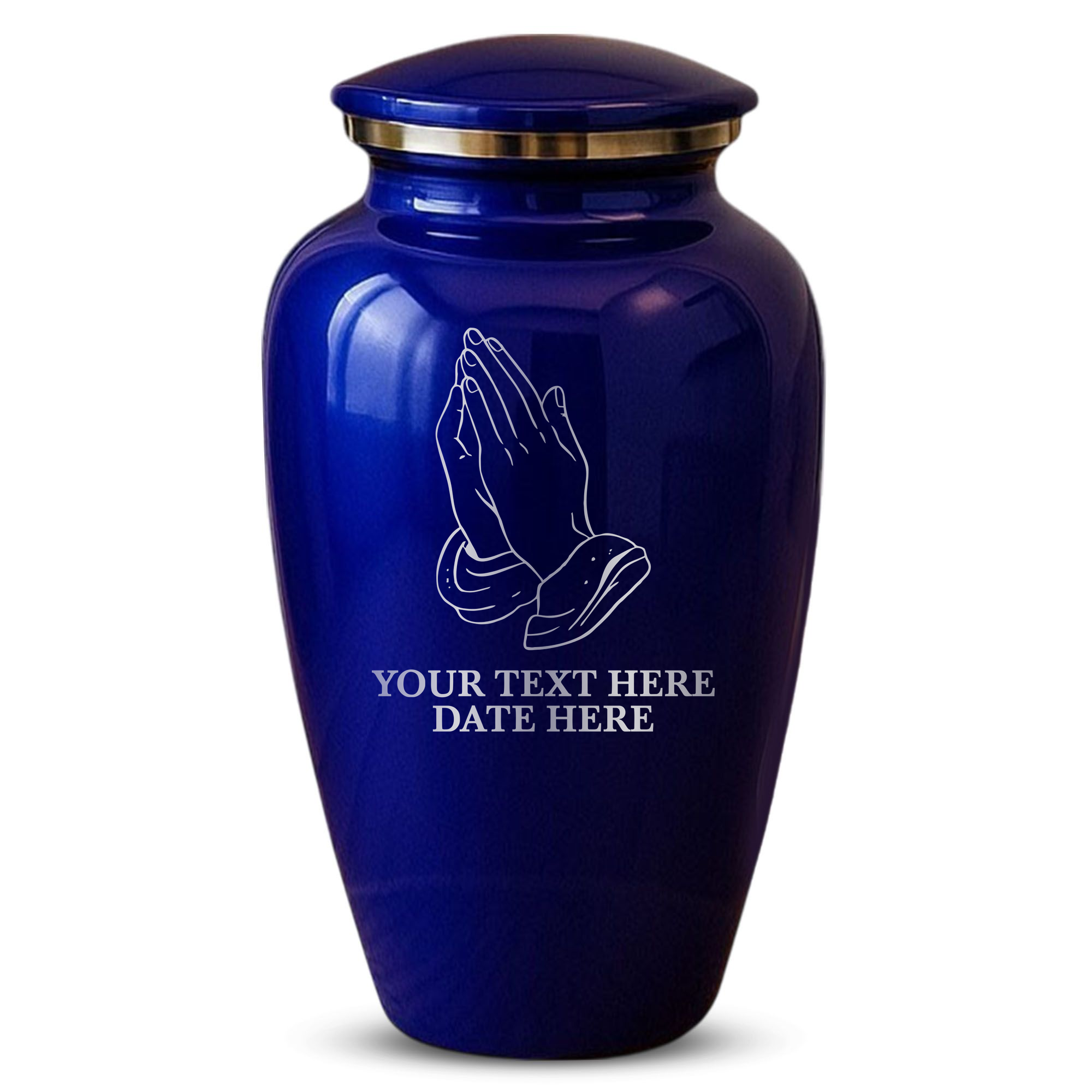 Splendor Human Cremation Urn – 200 Cubic Inch Capacity – Metal | Praying Hands
