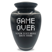Extra Large Human Cremation Urn - 350 Cubic Inch - Black Spotted Finish with Silver Rim | Gaming Memorial Collection