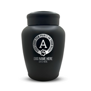 Custom Dog Urn - Larger Size - Stainless Steel - Black Powder Coated Finish - 150 Cubic Inch