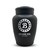 Custom Dog Urn - Larger Size - Stainless Steel - Black Powder Coated Finish - 150 Cubic Inch