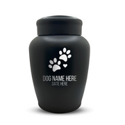 Custom Dog Urn - Larger Size - Stainless Steel - Black Powder Coated Finish - 150 Cubic Inch