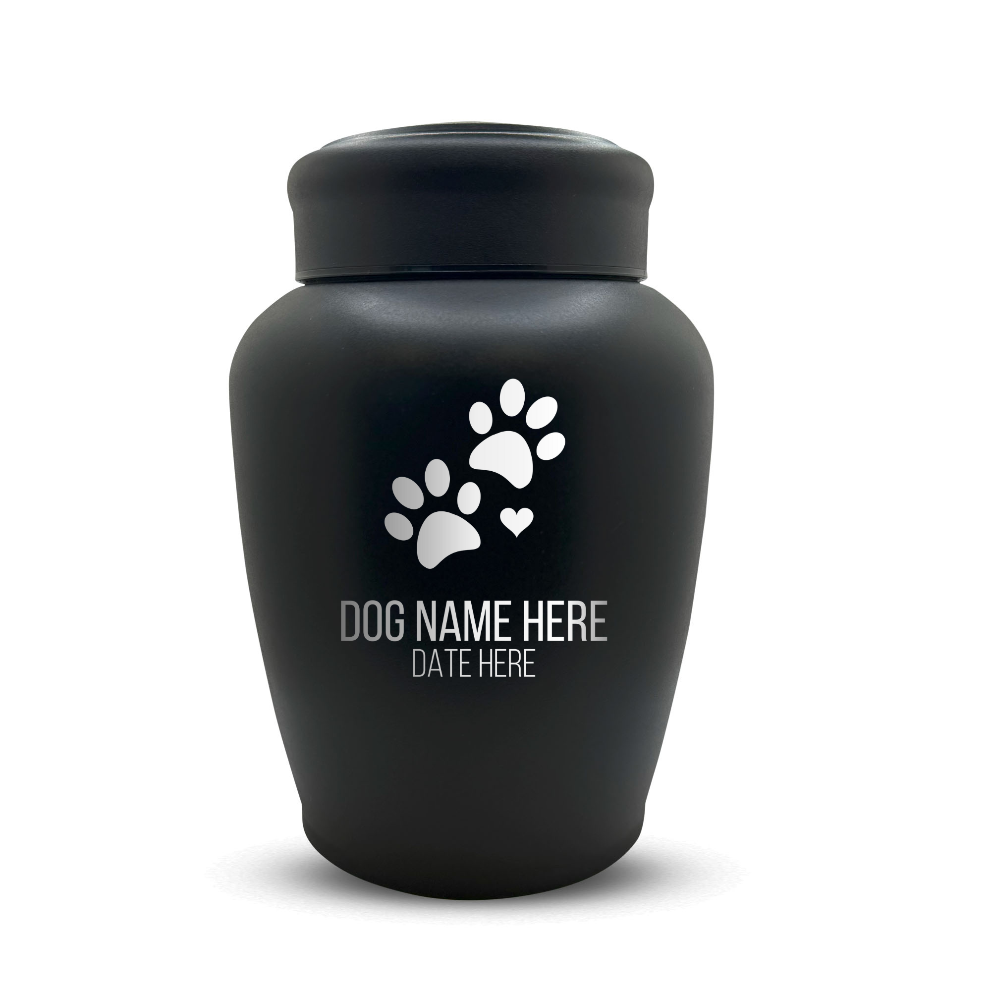 Personalized Custom Dog Urn Engraved Dog Name and Date - Stainless Steel Large cremation urns for dogs ashes with Airtight Closure | up to 150 lbs capacity | Dog Paws