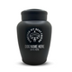 Large Custom Dog Urn – 150 Cubic Inch – Black Stainless Steel | Memorial Theme Design