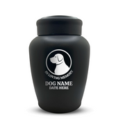 Custom Dog Urn - Larger Size - Stainless Steel - Black Powder Coated Finish - 150 Cubic Inch