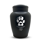 Custom Dog Urn - Larger Size - Stainless Steel - Black Powder Coated Finish - 150 Cubic Inch