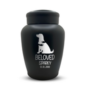 Custom Dog Urn - Larger Size - Stainless Steel - Black Powder Coated Finish - 150 Cubic Inch