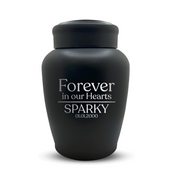 Custom Dog Urn - Larger Size - Stainless Steel - Black Powder Coated Finish - 150 Cubic Inch