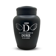 Custom Dog Urn - Larger Size - Stainless Steel - Black Powder Coated Finish - 150 Cubic Inch