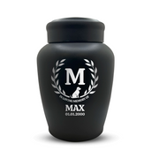 Custom Dog Urn - Larger Size - Stainless Steel - Black Powder Coated Finish - 150 Cubic Inch