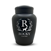 Custom Dog Urn - Larger Size - Stainless Steel - Black Powder Coated Finish - 150 Cubic Inch