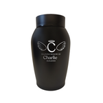 Personalized Custom Stainless Steel Pet Urn with Airtight Closure Cap for Cats | Engraved Cat Design, Name and Date - Cremation Cat Urn for Ashes |  Cat - Letters with Angel Wings and Halo, Black