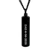 Cremation Urn Cylinder Necklace – Stainless Steel Keepsake Jewelry for Ashes | Custom Engraved