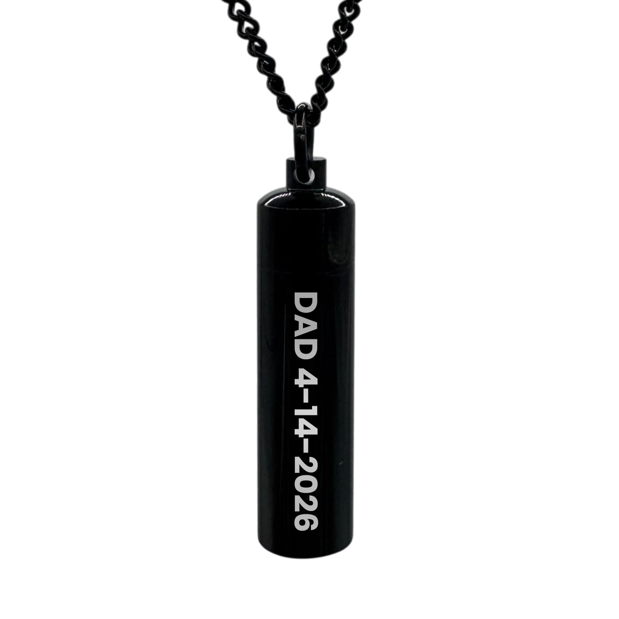 Cremation Urn Cylinder Necklace – Stainless Steel Keepsake Jewelry for Ashes | Custom Engraved