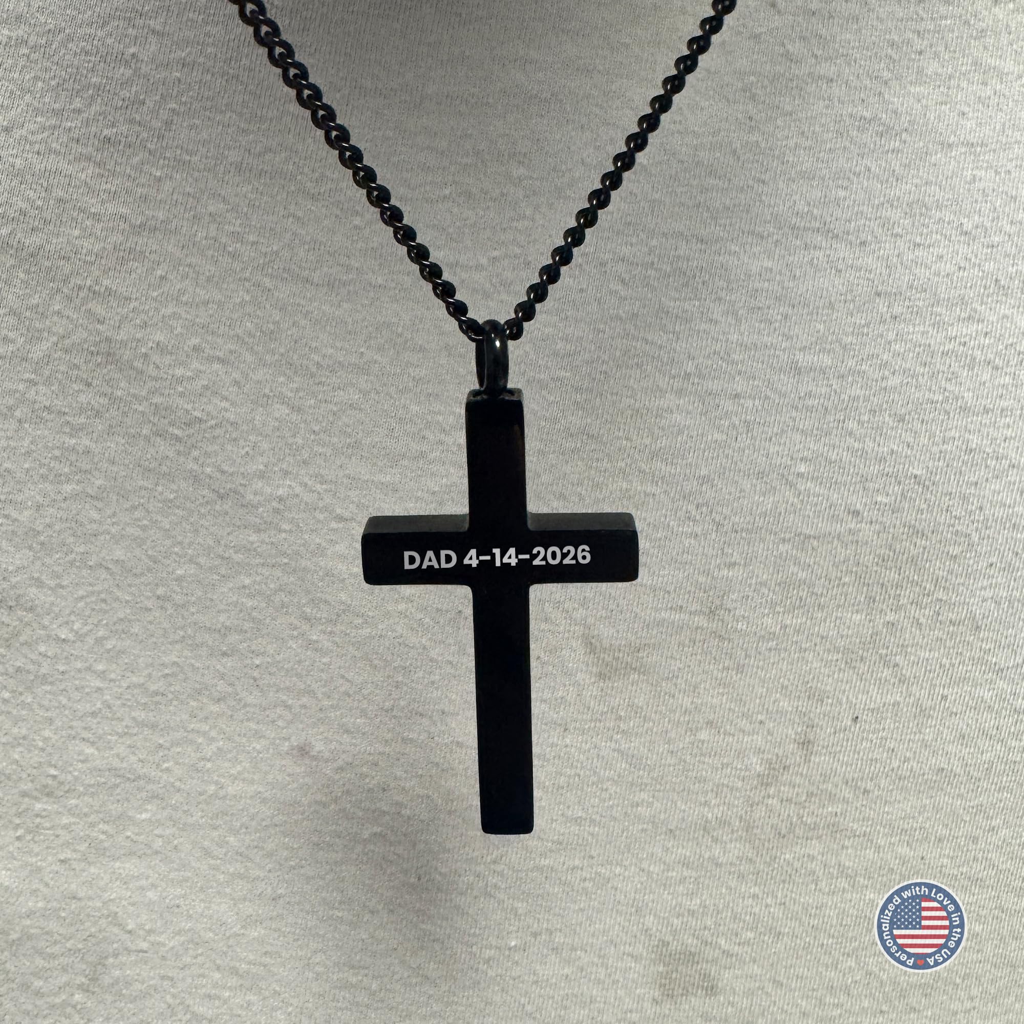 Cremation Urn Cross Necklace – Stainless Steel Keepsake Jewelry for Ashes | Custom Engraved