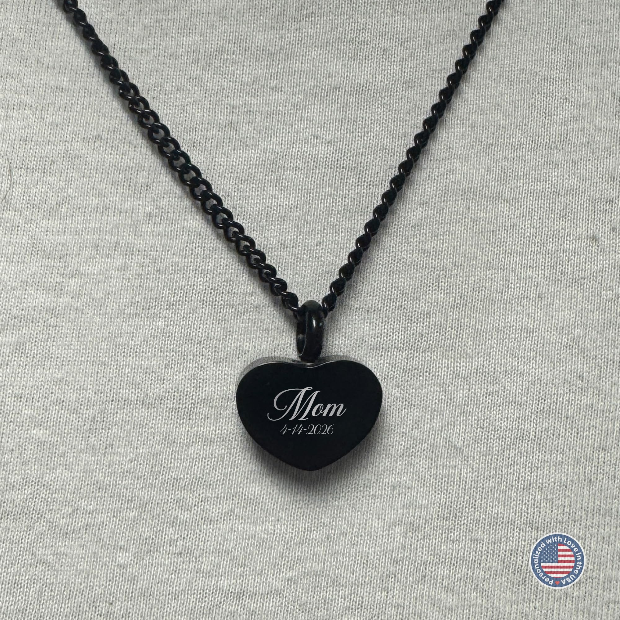 Cremation Urn Heart Necklace – Stainless Steel Keepsake Jewelry for Ashes | Custom Engraved