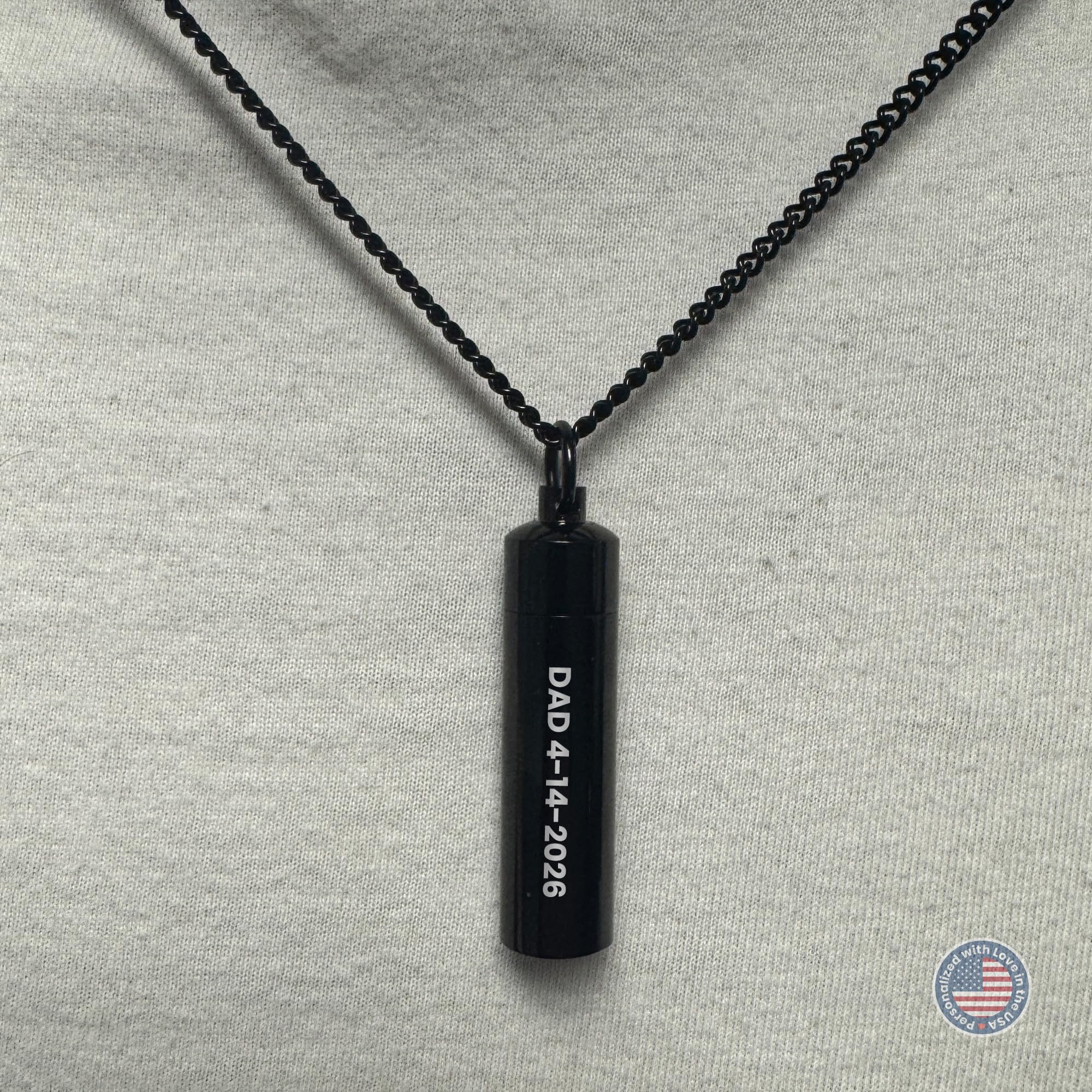 Cremation Urn Cylinder Necklace – Stainless Steel Keepsake Jewelry for Ashes | Custom Engraved