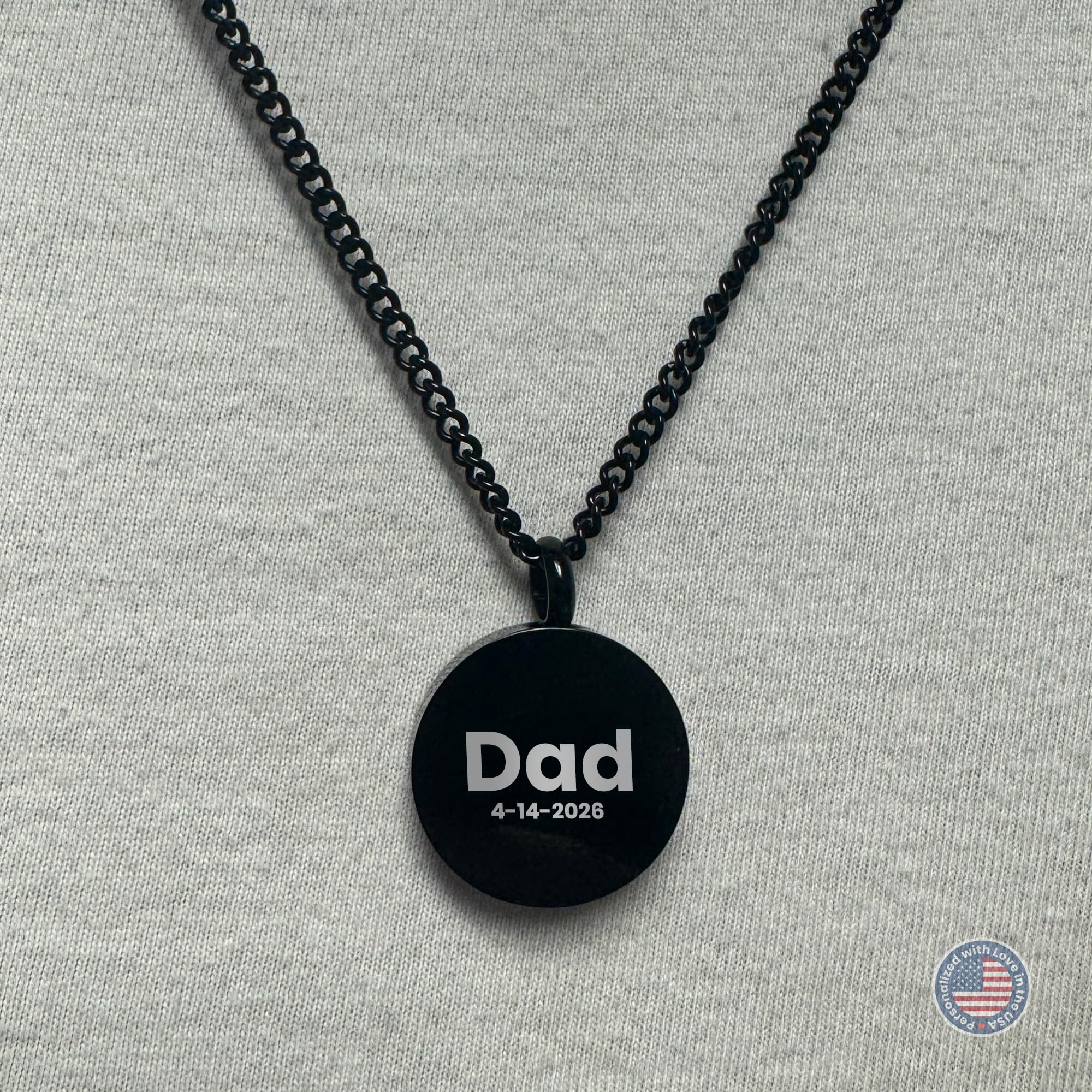 Cremation Urn Round Necklace – Stainless Steel Keepsake Jewelry for Ashes | Custom Engraved