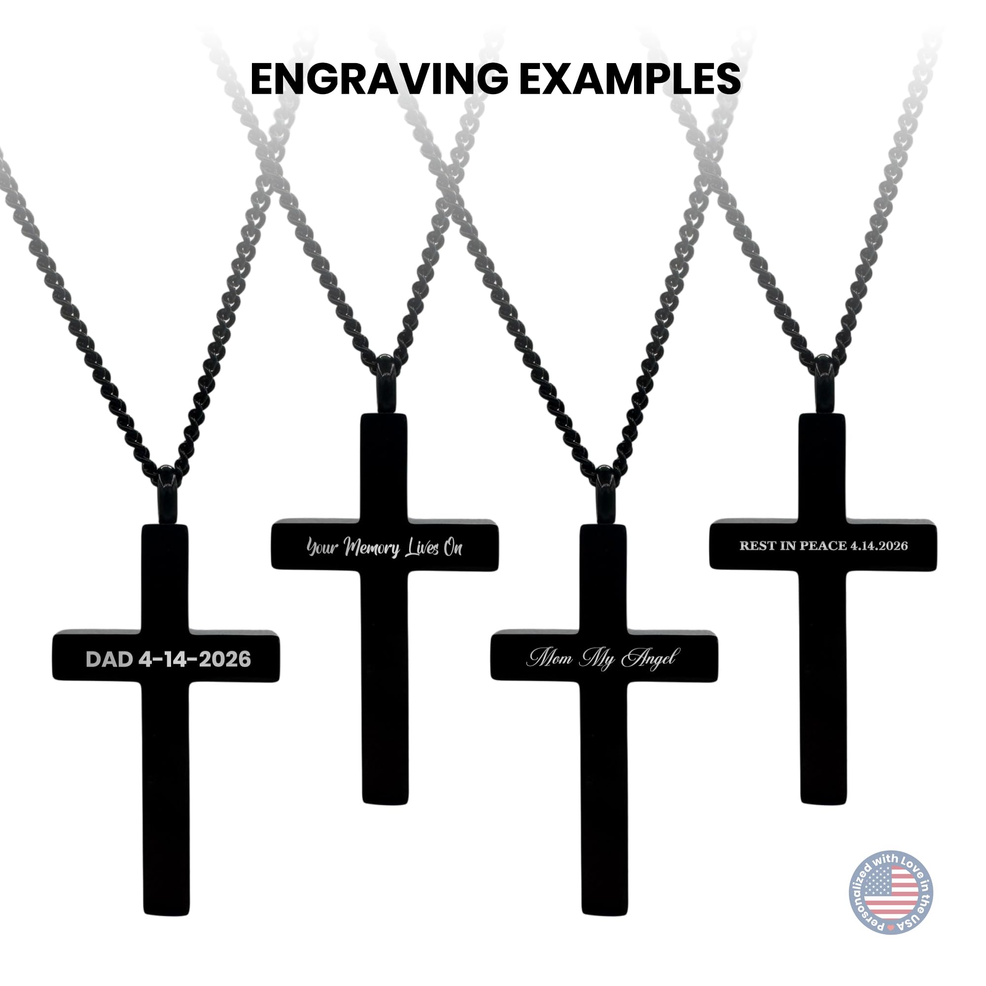 Cremation Urn Cross Necklace – Stainless Steel Keepsake Jewelry for Ashes | Custom Engraved