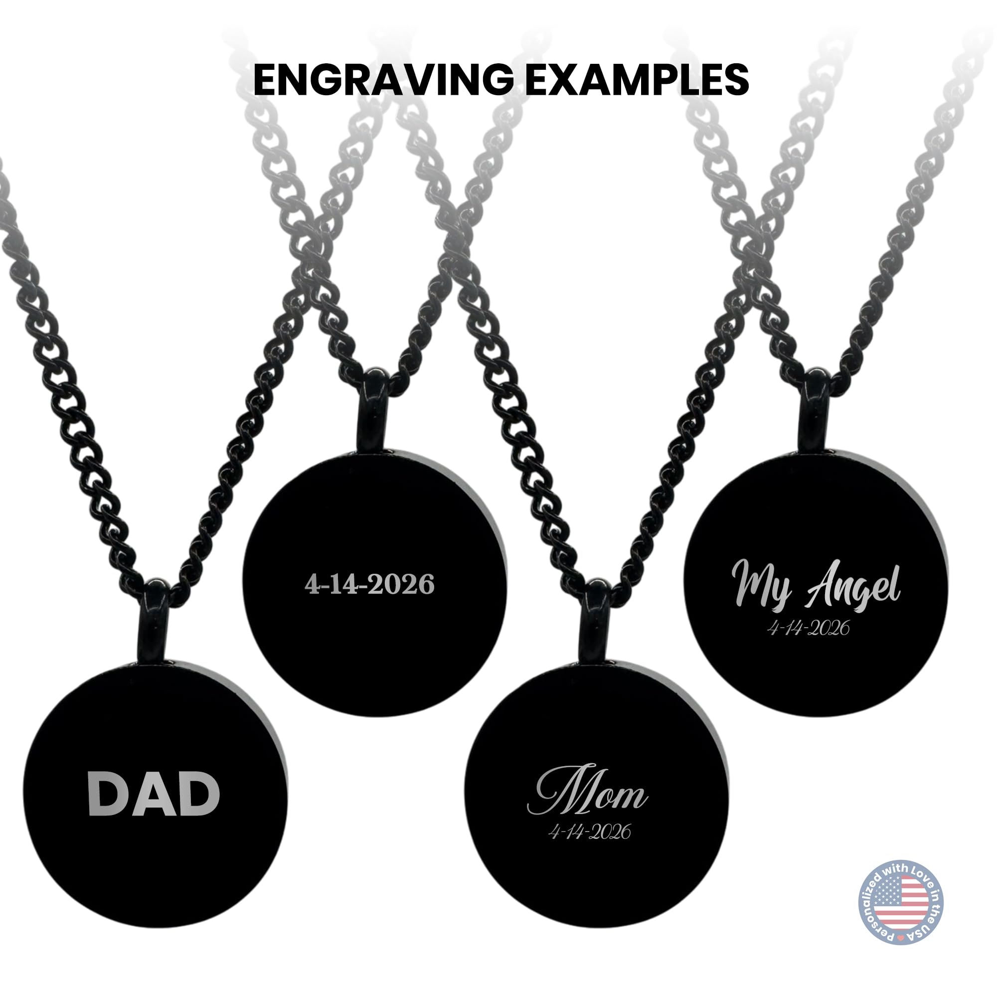 Cremation Urn Round Necklace – Stainless Steel Keepsake Jewelry for Ashes | Custom Engraved