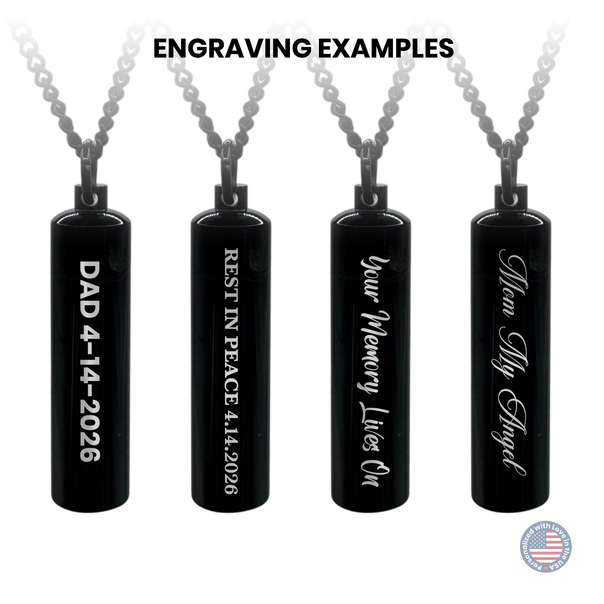 Cremation Urn Cylinder Necklace – Stainless Steel Keepsake Jewelry for Ashes | Custom Engraved