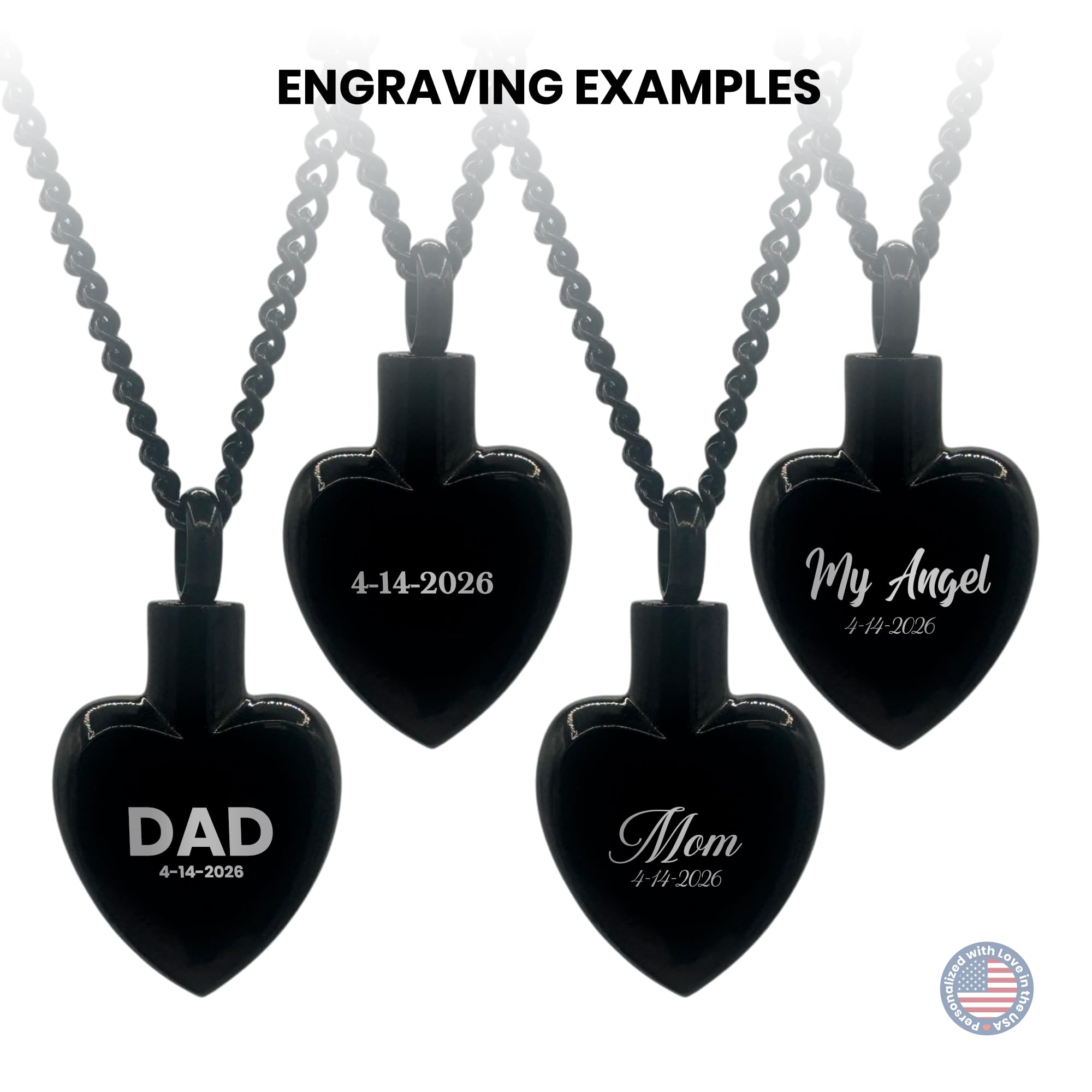Cremation Urn Spade Necklace – Stainless Steel Keepsake Jewelry for Ashes | Custom Engraved