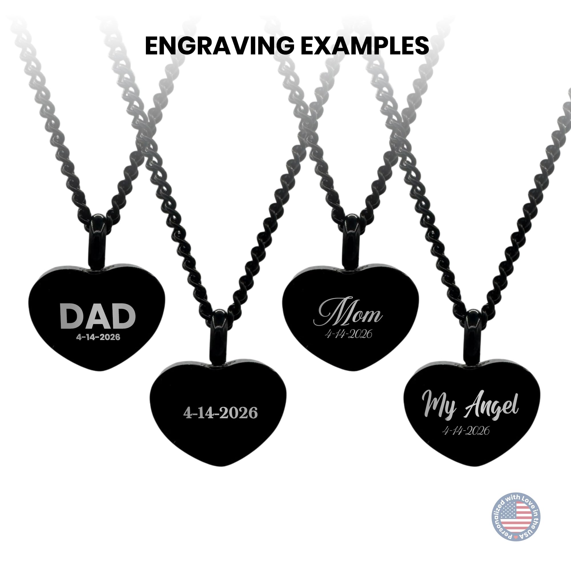 Cremation Urn Heart Necklace – Stainless Steel Keepsake Jewelry for Ashes | Custom Engraved