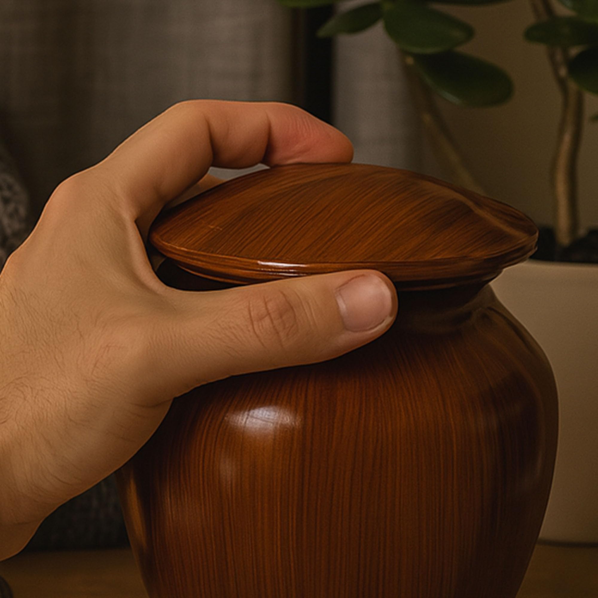 Human Cremation Urn - 200 Cubic Inch - Ingrained Wood Style Finish | Custom Photo