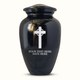 Polished Black Aluminum Human Cremation Urn – 200 Cubic Inch | Cross Design Collection