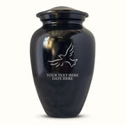 Personalized Custom Human Cremation Urn for Adult Ashes Men & Woman - Engraved Aluminum Urn with Memorial Dove 1, Name and Date Polished - Inscrybed Memory