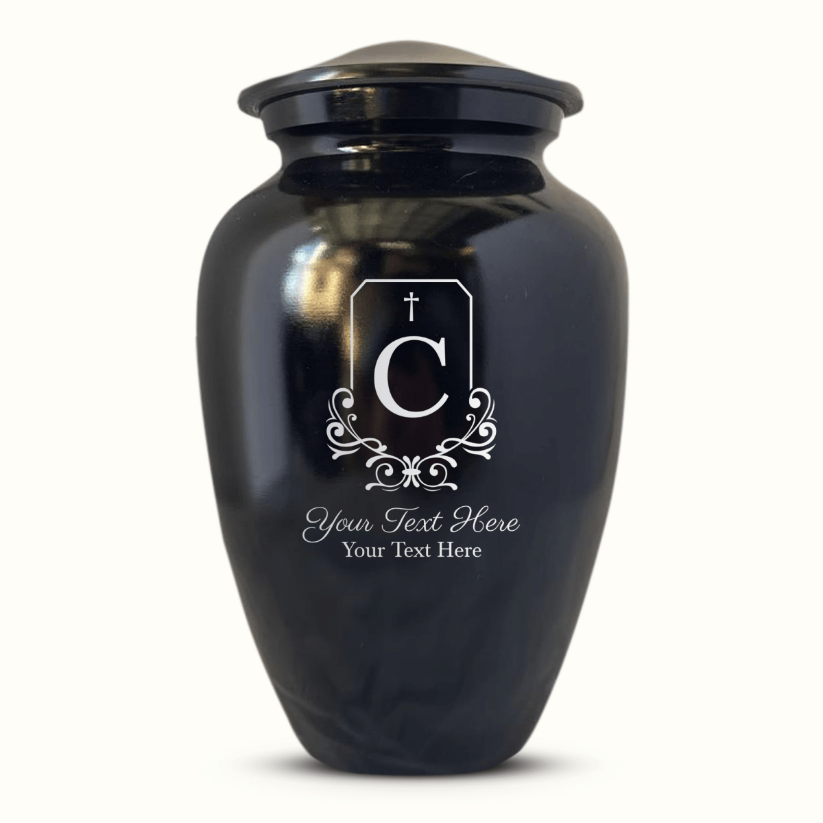 Polished Black Aluminum Human Cremation Urn – 200 Cubic Inch | Headstone Memorial