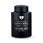 Custom Dog Round Urn - Medium Size - Stainless Steel - Black Powder Coated Finish - 50 Cubic Inch