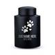 Custom Dog Round Urn - Larger Size - Stainless Steel - Black Powder Coated Finish - 115 Cubic Inch
