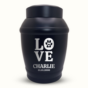 Custom Dog Urn - Standard Size - Stainless Steel - Black - 40 Cubic Inch