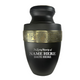 Personalized Adult Human Cremation Urn with Custom Engraved Name on Metal Aluminum Vessel for Ashes and Remains | Elite Series Human Urn with Gold Inlay | 200 Lbs | Your Text Here/No Design | Black