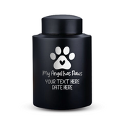 Custom Cat Round Urn - Larger Size - Stainless Steel - Black Powder Coated Finish - 115 Cubic Inch