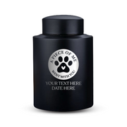 Custom Cat Round Urn - Larger Size - Stainless Steel - Black Powder Coated Finish - 115 Cubic Inch