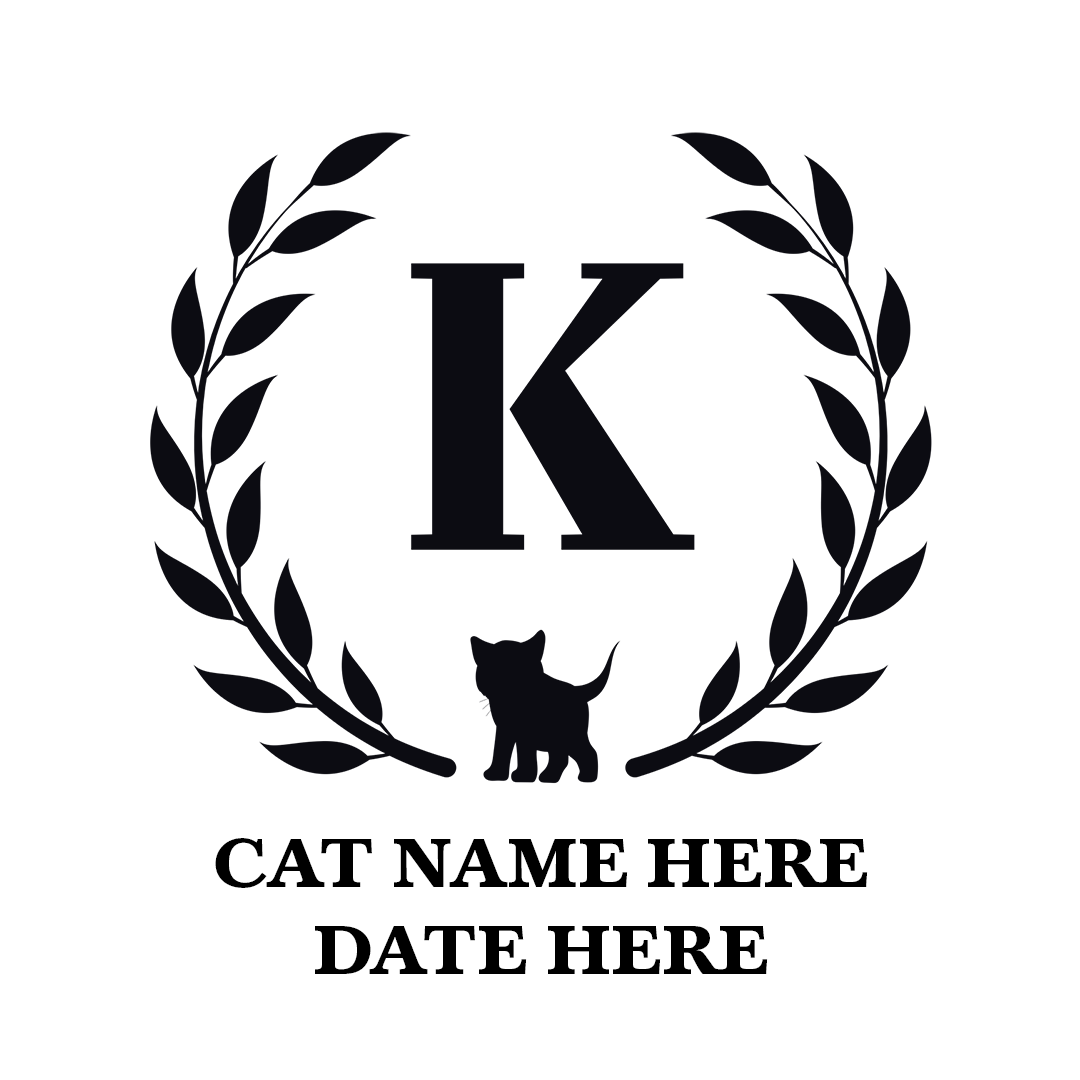 Cat - Monogram with Arch Leaves Border and Cat silhouette