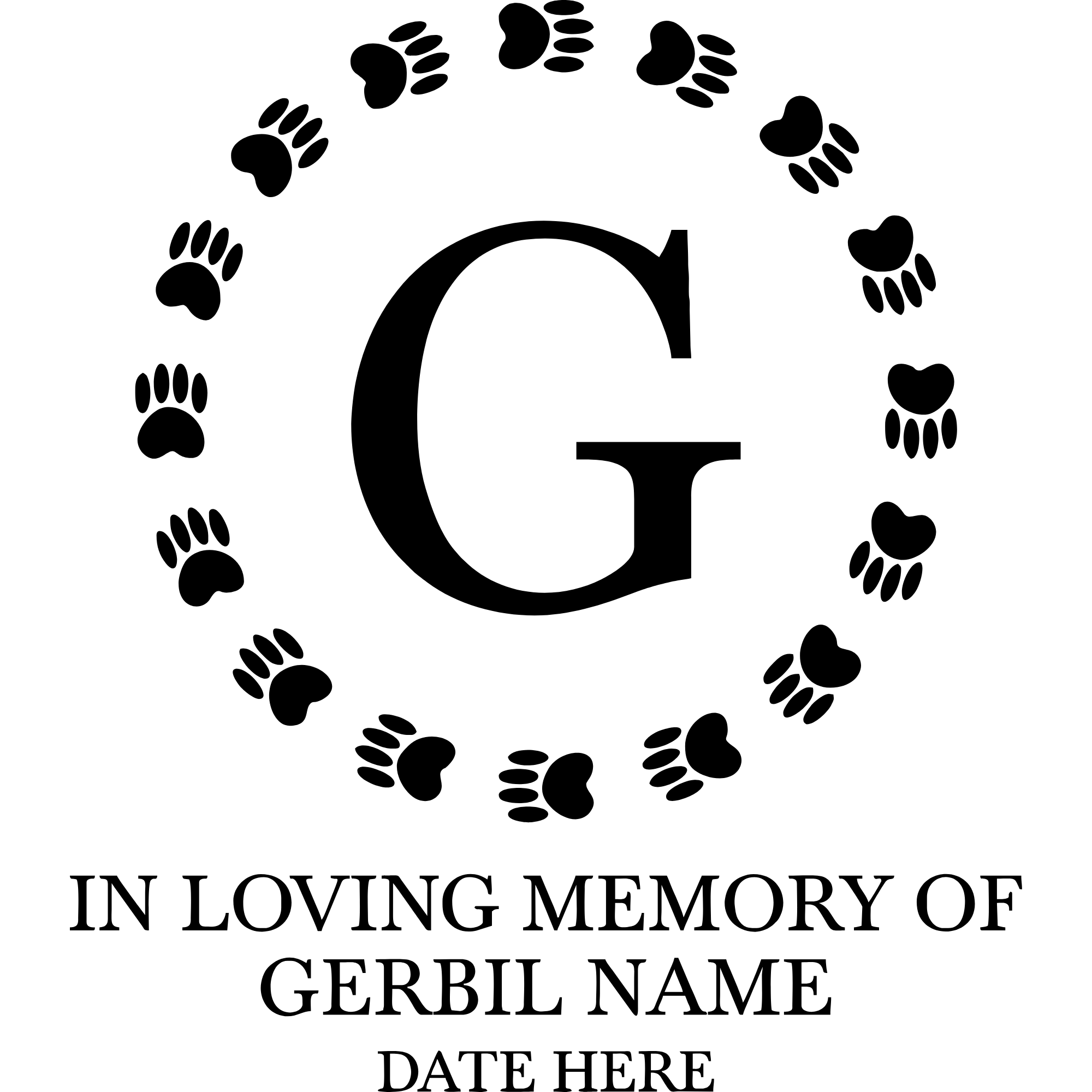 Gerbil Paw Print Circular Frame